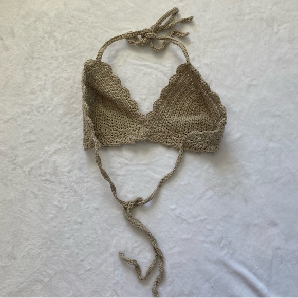 Beige crochet triangle top size small - Picture 5 of 5